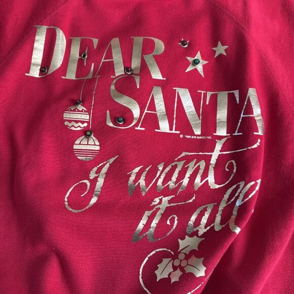 Vintage Ultra Sweats Christmas Sweatshirt Dear Santa I Want It All Light Up Sz M - Picture 2 of 11